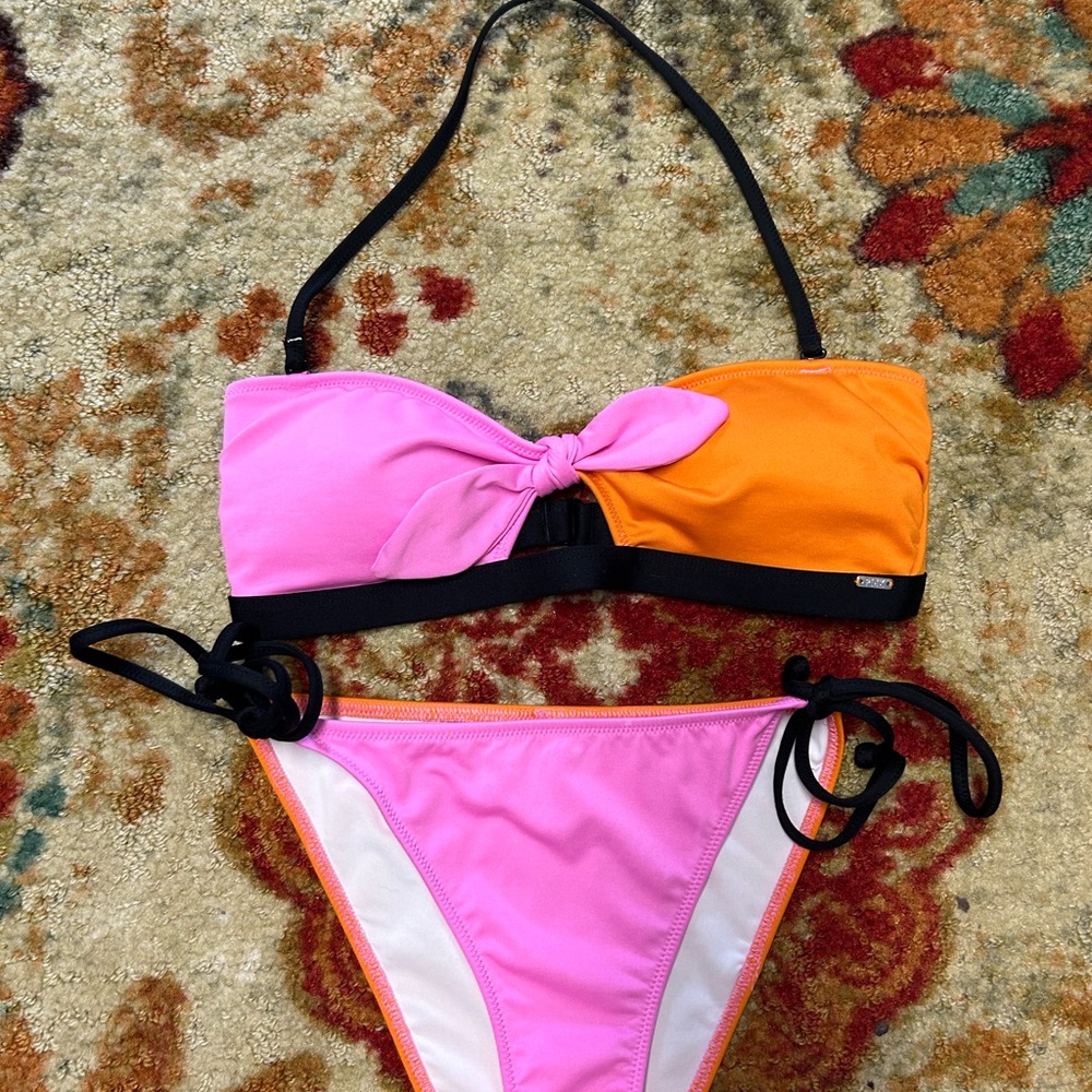 PINK Victoria's Secret Orange and Black Bikini